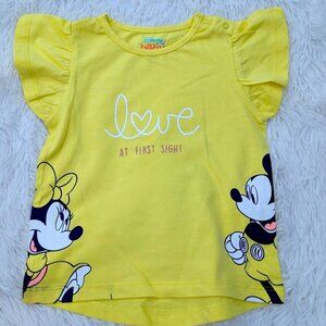Disney Minnie Mouse Ruffle-Sleeve Kids’ Shirt – Cute Yellow Tee for Girls